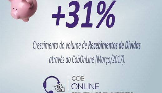 CobOnLine aumenta em 31% o volume de Dividas Recuperadas em março/2017